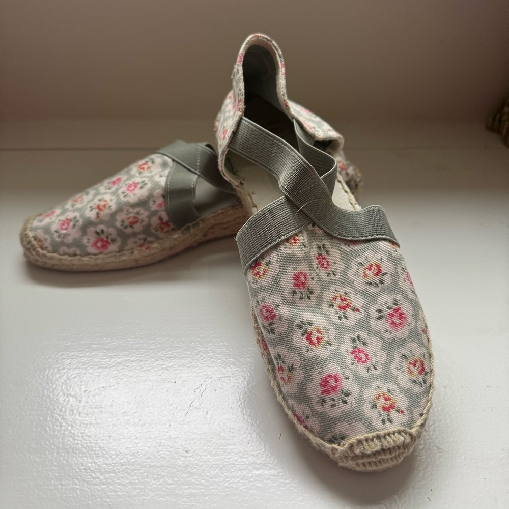 Cath Kidston Sage  and Pink Espadrilles with Floral Design